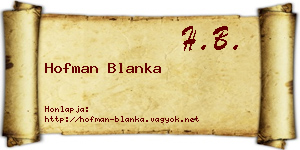 Hofman Blanka névjegykártya